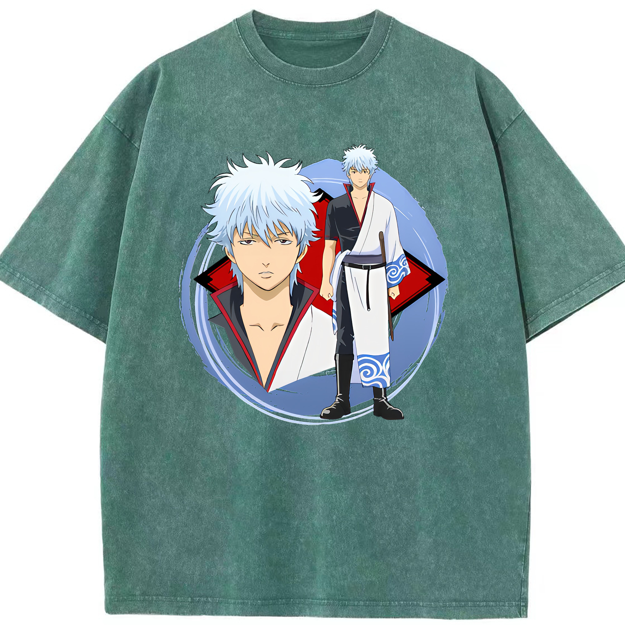 （画像用） ぎんたま 坂田銀時（さかたぎんとき） 神楽 志村新八（しむら しんぱち） GINTAMA Sakata Gintoki Kagura Shimura Shinpachi 綿100% ヴィンテージ風 半袖Tシャツ（フロントプリント）